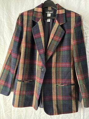 Sage Harbor Plaid Wool Blend Blazer - Multicolor